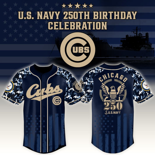 Cubs US Navy 250th Birthday Baseball Jersey